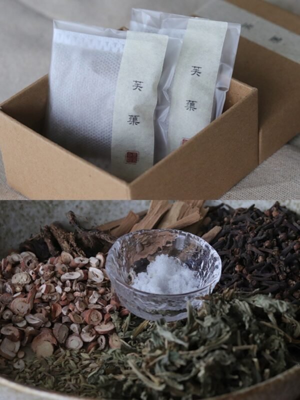 Herbal tea bags and loose dried herbs