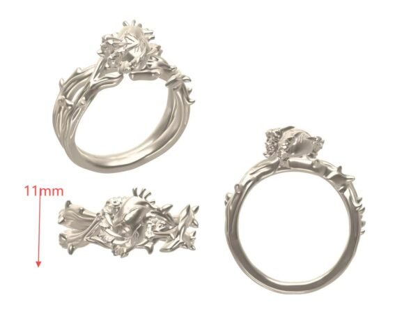 Elegant silver floral engagement ring design