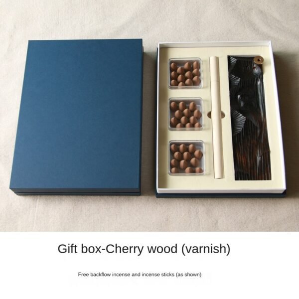 Cherry wood gift box, TCM incense, sticks—herbal gift.