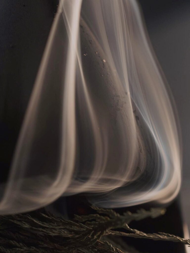 Swirling Smoke from Burning Herbs