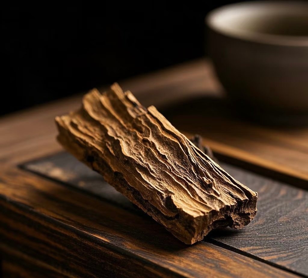Premium Agarwood (Oud) Resinous Chip on Wooden Tea Tray